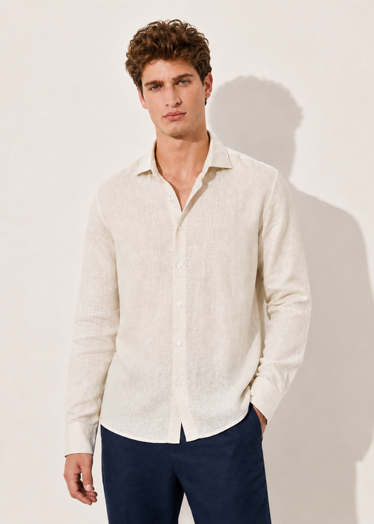 Men's Premium Linen Shirt – Beige