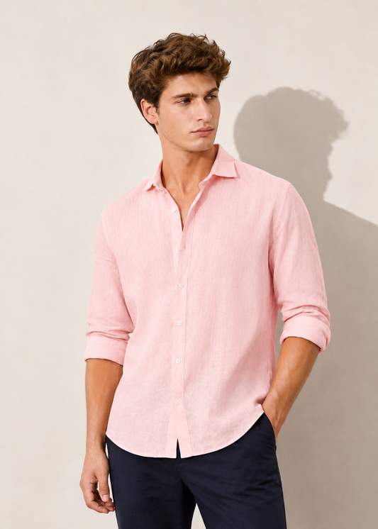 Men's Premium Linen Shirt – Pink