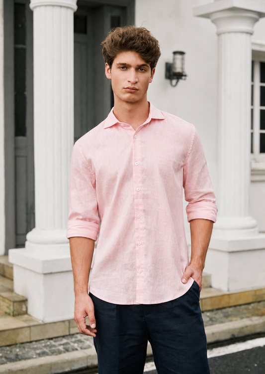 Men's Premium Linen Shirt – Pink
