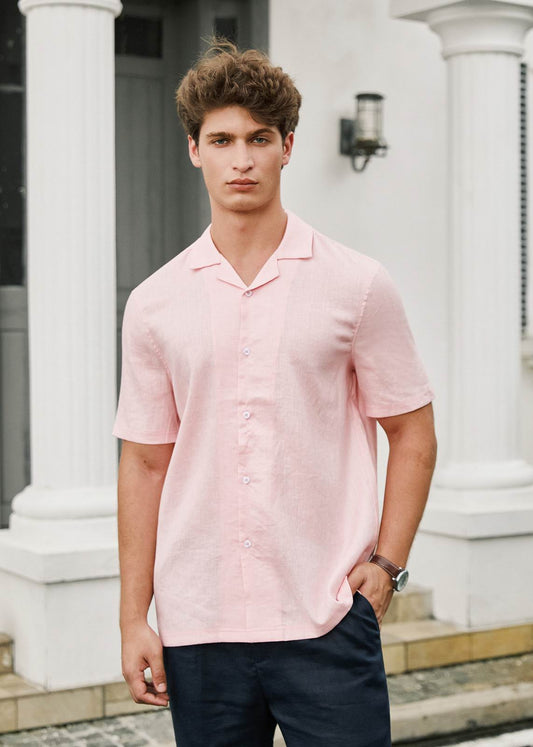Men's Premium Linen Shirt with short sleeves – Pink