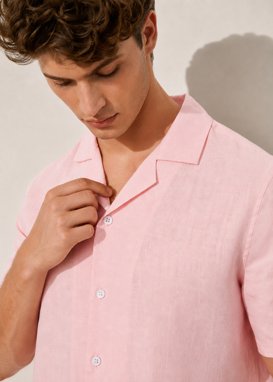 Men's Premium Linen Shirt with short sleeves – Pink