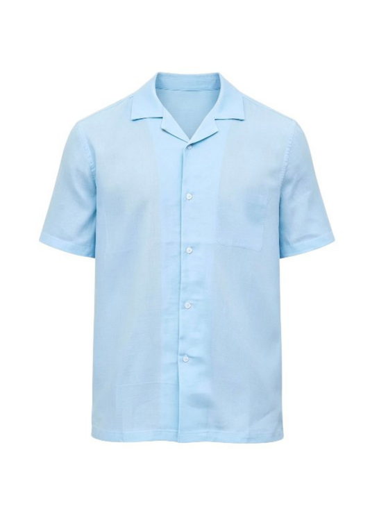 Men's Premium Linen Shirt with short sleeves – Sky Blue