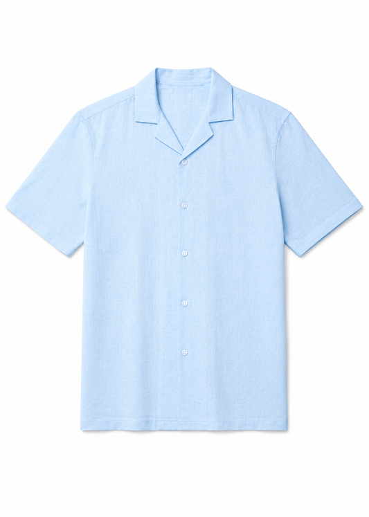 Men's Premium Linen Shirt with short sleeves – Sky Blue