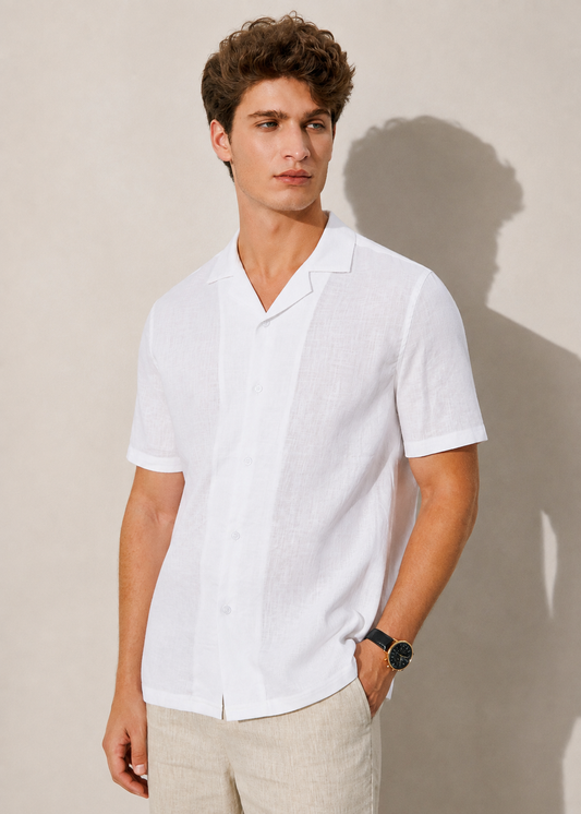 Men's Premium Linen Shirt with short sleeves – White