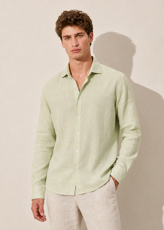 Men's Premium Linen Shirt – Pastel Green