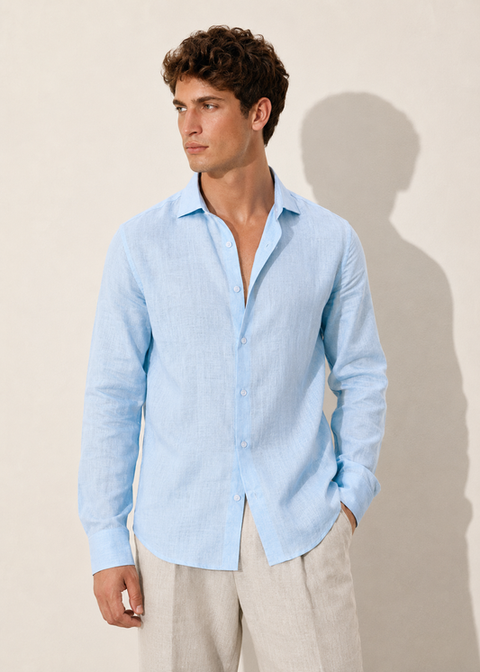 Men's Premium Linen Shirt – Sky Blue