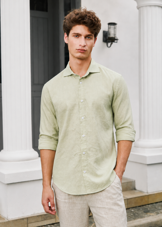 Men's Premium Linen Shirt – Pastel Green