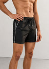 Black Plain Tailored Swim Shorts with Contrast Piping