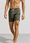 Khaki Plain Tailored Swim Shorts with Contrast Piping