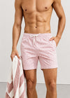 Long Length White Coral Stripe Swim Shorts