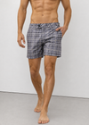 Long Length Grey Checkered Swim Shorts