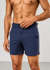 Classic Plain Navy Long Length Swim Shorts With Adjustable Waist
