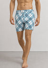 Long Length White Checkered Swim Shorts