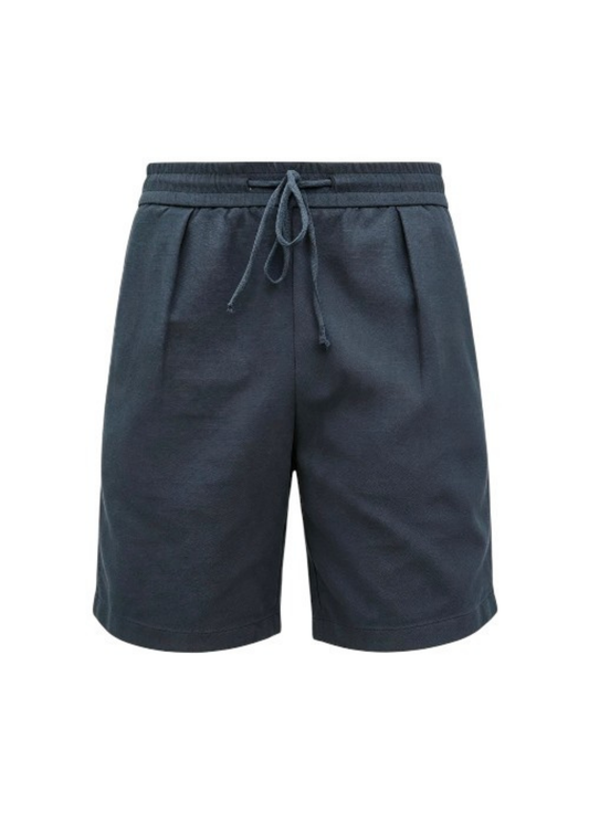 Textured Drawstring Pure Cotton Shorts - Navy