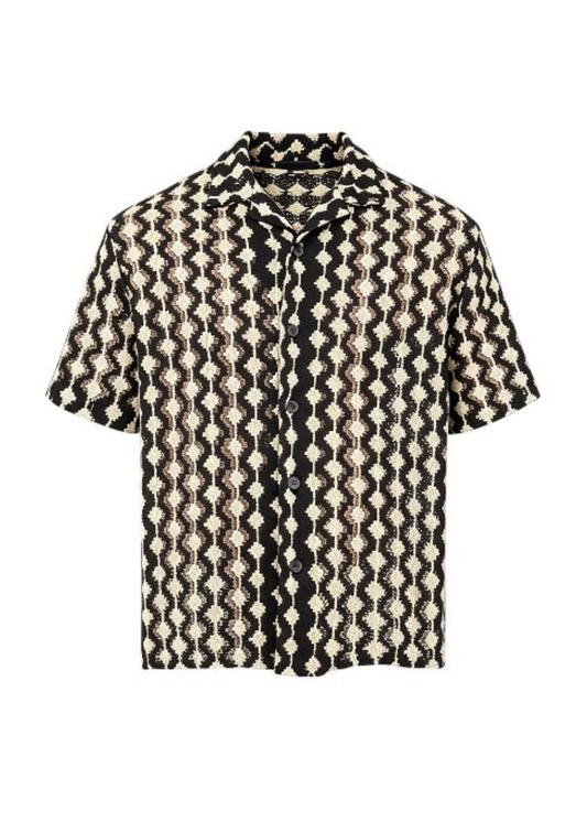 Relaxed Knitted Cotton-Blend Summer Shirt - Black