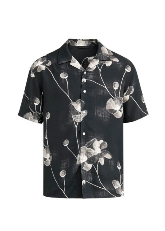 Lightweight Short Sleeve Printed Shirt - Black