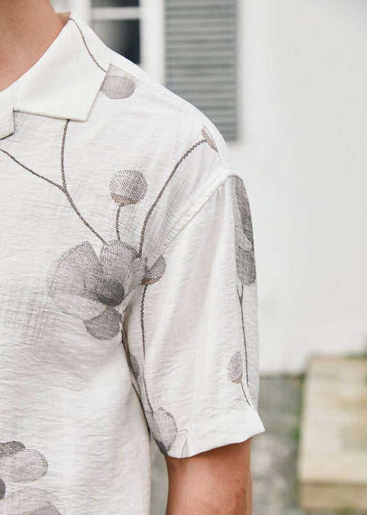 Lightweight Short Sleeve Printed Shirt - White