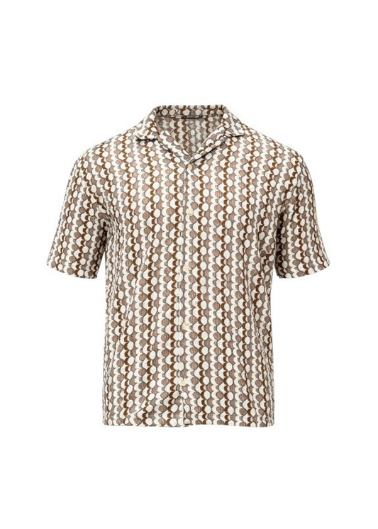 Vintage Style Button Down Flat-Knit Shirt - Multi Geo Print