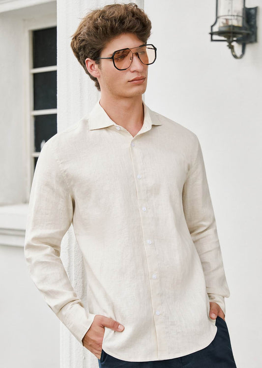 Men's Premium Linen Shirt – Beige