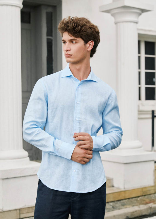 Men's Premium Linen Shirt – Sky Blue