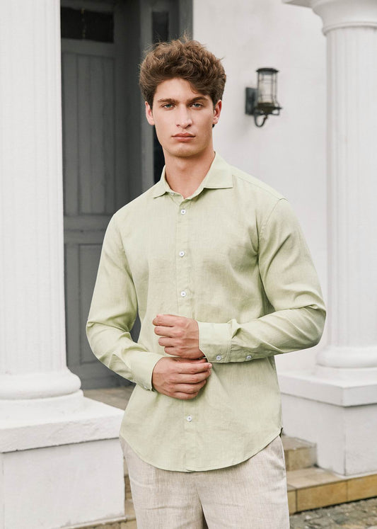 Men's Premium Linen Shirt – Pastel Green