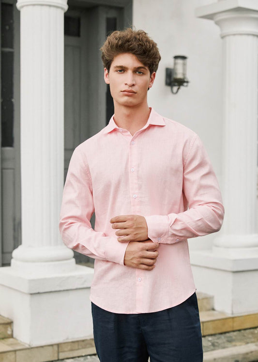 Men's Premium Linen Shirt – Pink