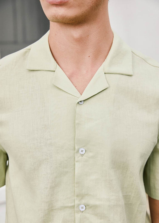 Men's Premium Linen Shirt with short sleeves – Pastel Green