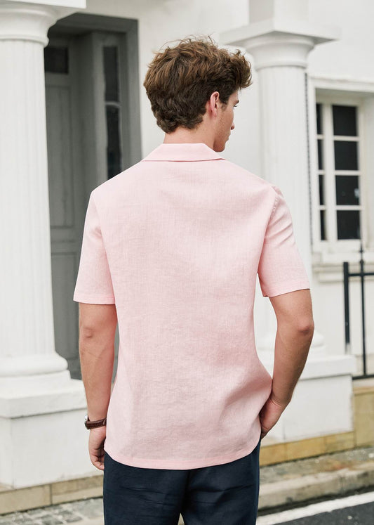 Men's Premium Linen Shirt with short sleeves – Pink