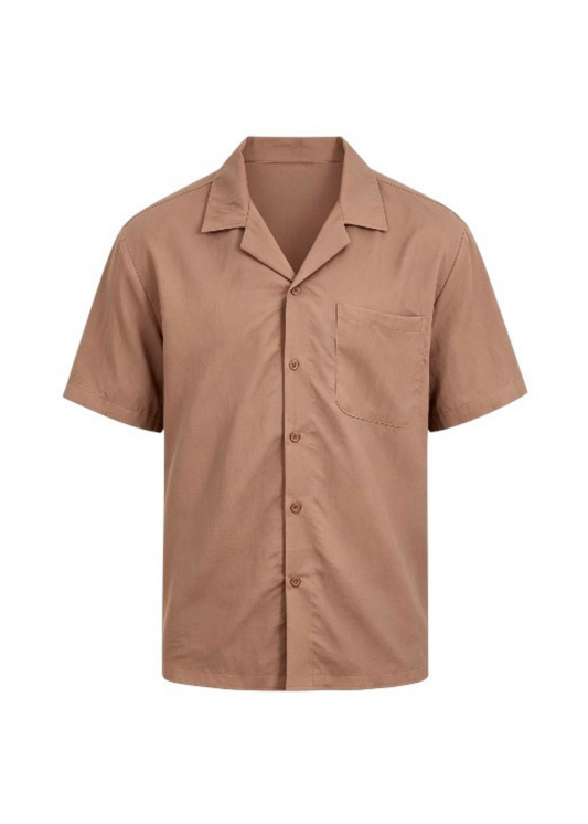 Men's Relaxed Fit Short Sleeve Resort Shirt - Mocha Coffee