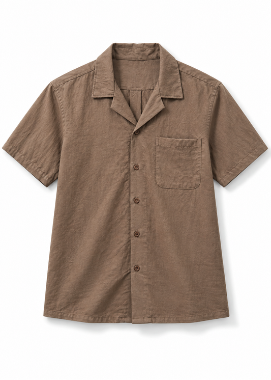 Men's Relaxed Fit Short Sleeve Resort Shirt - Mocha Coffee