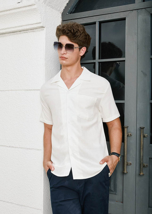 Men's Relaxed Fit Short Sleeve Resort Shirt - White