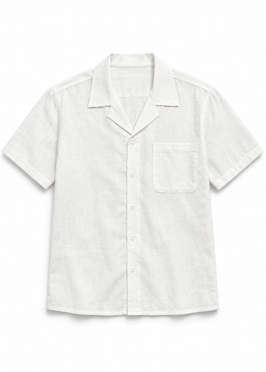 Men's Relaxed Fit Short Sleeve Resort Shirt - White