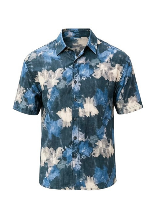 Summer Casual Printed Pattern Shirt in Navy