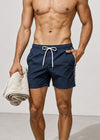 Navy Plain Tailored Swim Shorts with Contrast Piping